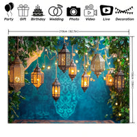 Moroccan Lanterns Polyester Backdrop Banner, 100% Polyester Fabric, No Electricity Required, Versatile Indoor & Outdoor Party Decoration, with Festive Moroccan Design for Photography, Photo Studio, Live Streaming, Ramadan Mub