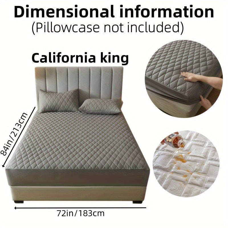 1pc Layered Solid Color Waterproof Mattress Protector (Without Pillowcase And Pillow Insert) Soft And Comfortable Mattress Cover Bedroom Guest Room Bedding Waterproof Mattress Protector Room Bedspread Non-slip All-inclusive P