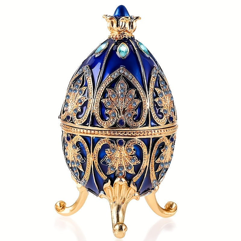 Elegant Hand-Painted Faberge Egg Trinket Box