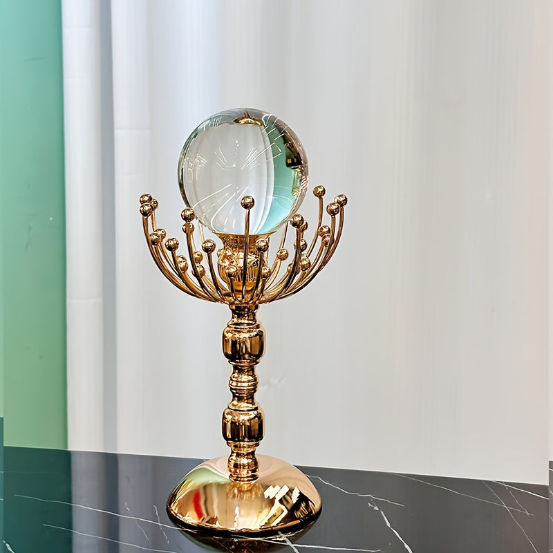 Vintage Golden-Tone Metal & Crystal Love-Themed Decorative Ornament