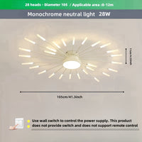 Modern LED Vortex Fireworks Ceiling Light – Sleek Acrylic Design with Illuminated Base, Neutral Lighting for Bedroom, Living Room, or Dining Room, Lights for Living Room