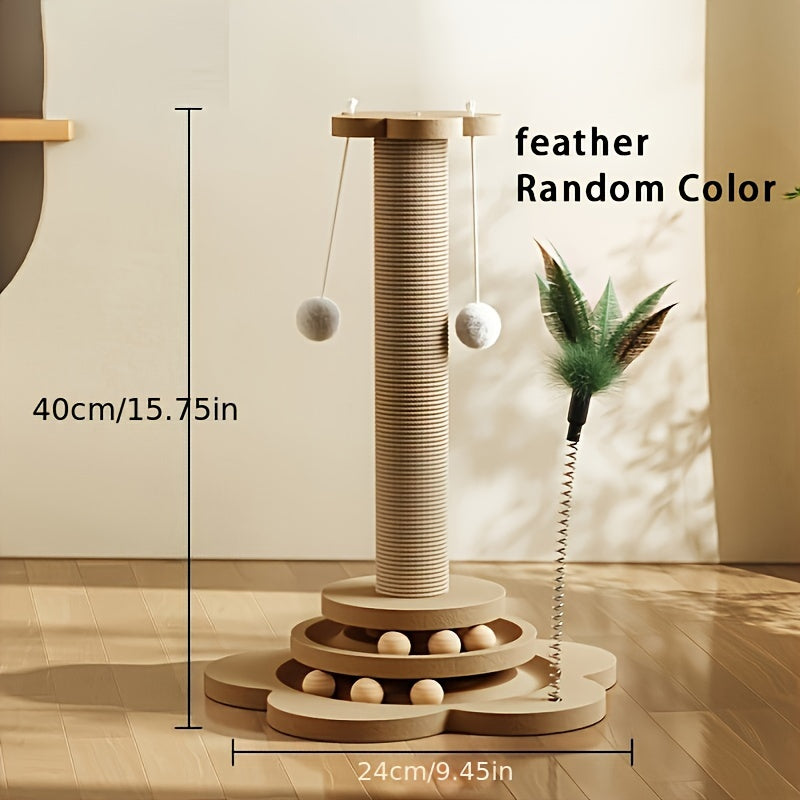 High-Quality Cat Spinning Toy with a Sisal Scratching Post