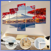 Wooden Framed Canvas, Beautiful Mount Fuji Theme Poster - 5pcs