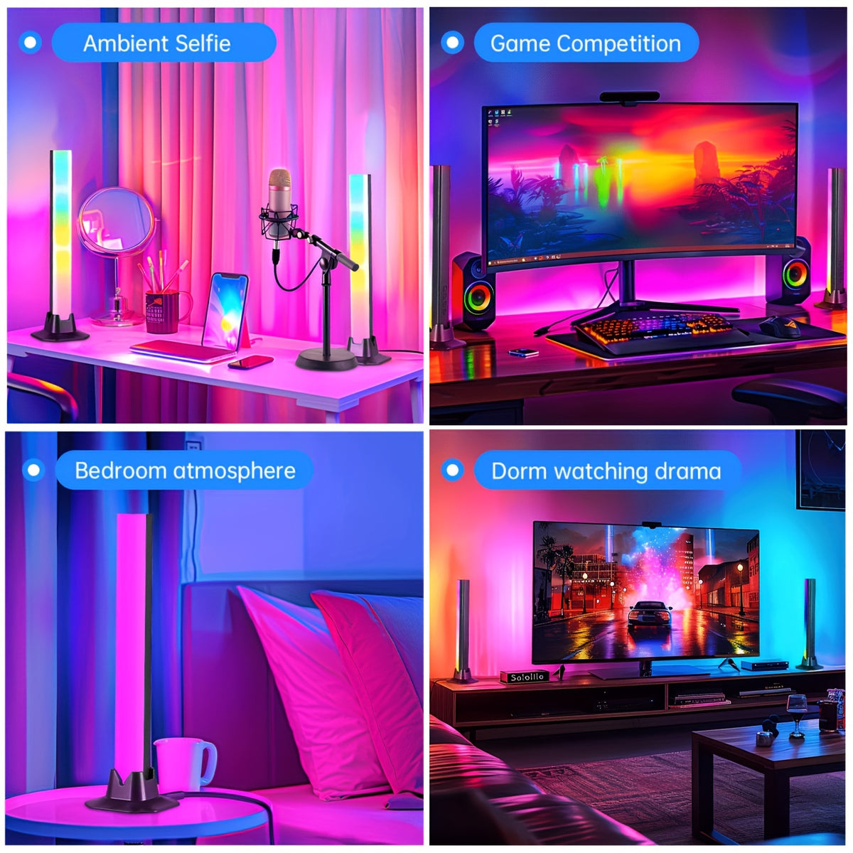 Smart LED Bars, RGBIC Ambient Backlight - 2Pcs