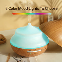 Large-Capacity Wood Grain Aromatherapy Diffuser with Essential Oil Compatibility, Timer, Auto Shut-Off, Soundwave technology Mist, USB Powered - Ideal for Spaces Over 45m²