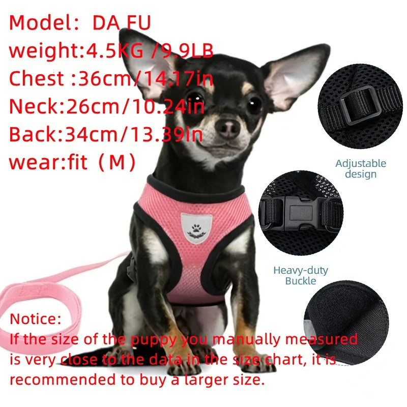 Dog Harnesses Leash, Mesh Cloth Pet Collars