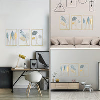 Colorful Leaf Metal Wall Art - Nordic Luxe Iron Plant Decor - 3pcs Set