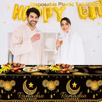 1pc Ramadan Themed Disposable Plastic Tablecloth -  130x220cm