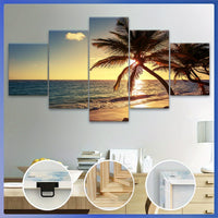 Wooden Framed Canvas, Island Scenery - 5pcs