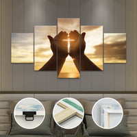 Wooden Framed Canvas Poster - Prayer Hand Canvas - 5pcs