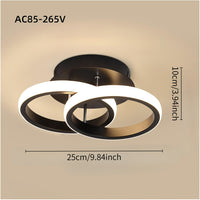 Double Circle Three-color Metal Eye Protection LED Ceiling Light Linear Design Semi-embedded Lamp Modern LED Ceiling Light, Acrylic LED Ceiling Light Suitable for Living Room, Corridor, Bedroom, Hotel, Bathroom