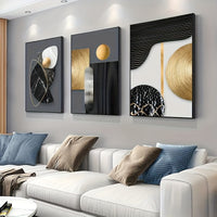 Abstract Marble Canvas Art Set - Modern Geometric Design - 3pcs