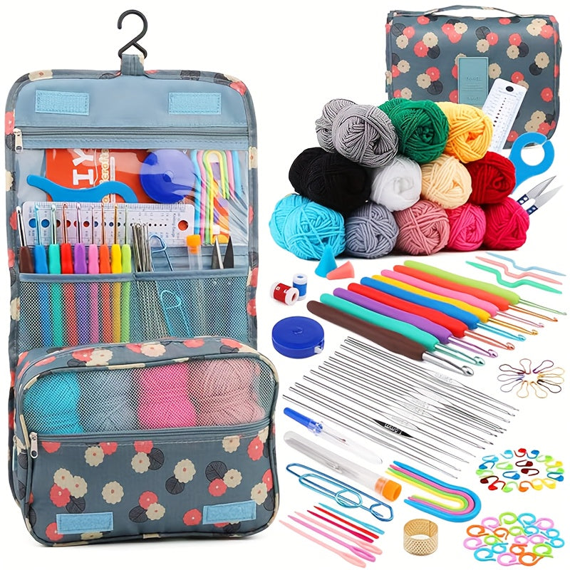 103/130pcs Knitting Crochet Hook Set Home Use Sewing Tool DIY Craft Crochet Knit Markers Needles Tools Weaving Accessories With Bag