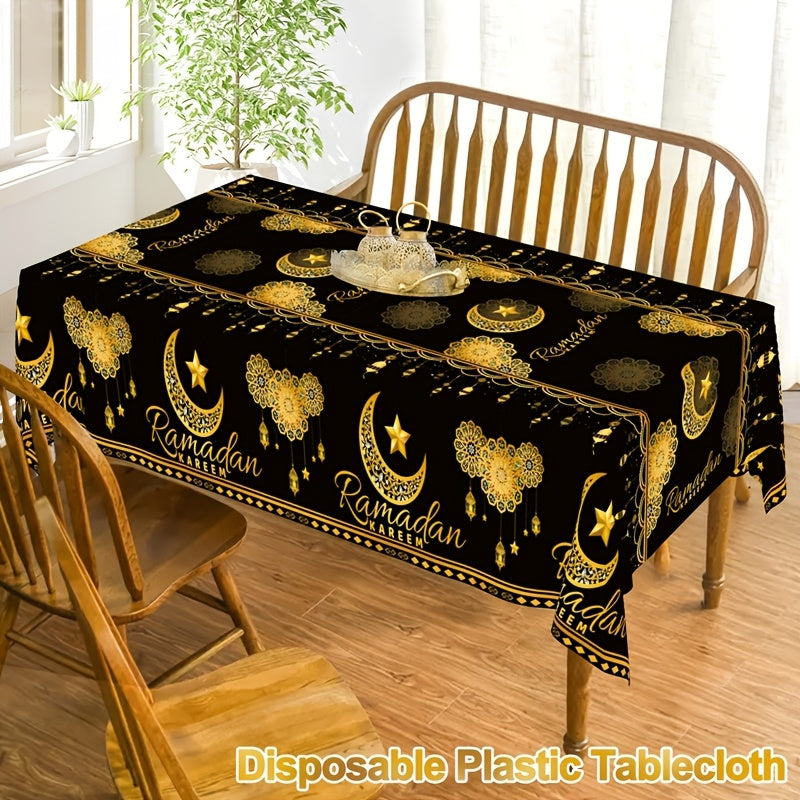 1pc Ramadan Themed Disposable Plastic Tablecloth -  130x220cm