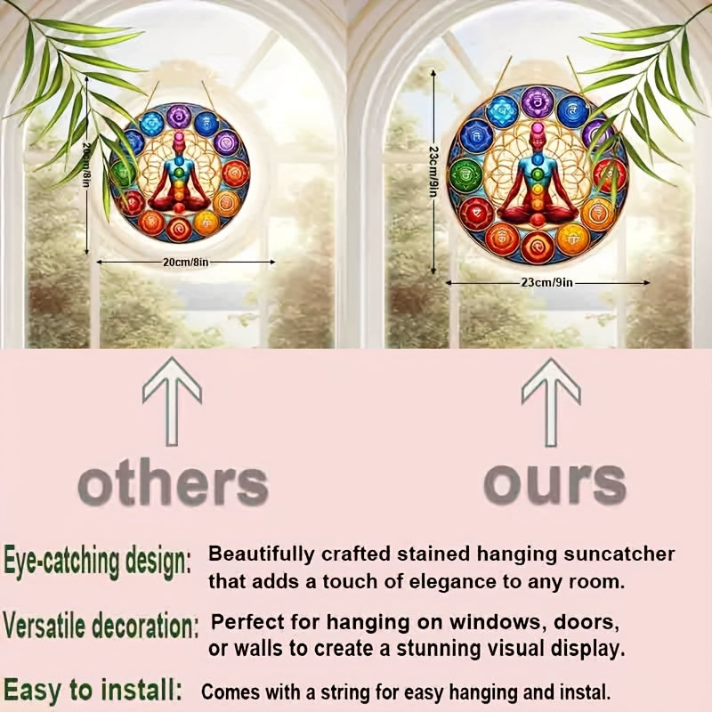 Flat Acrylic - Human Chakras Garden Suncatchers - 22.86cm x 22.86cm