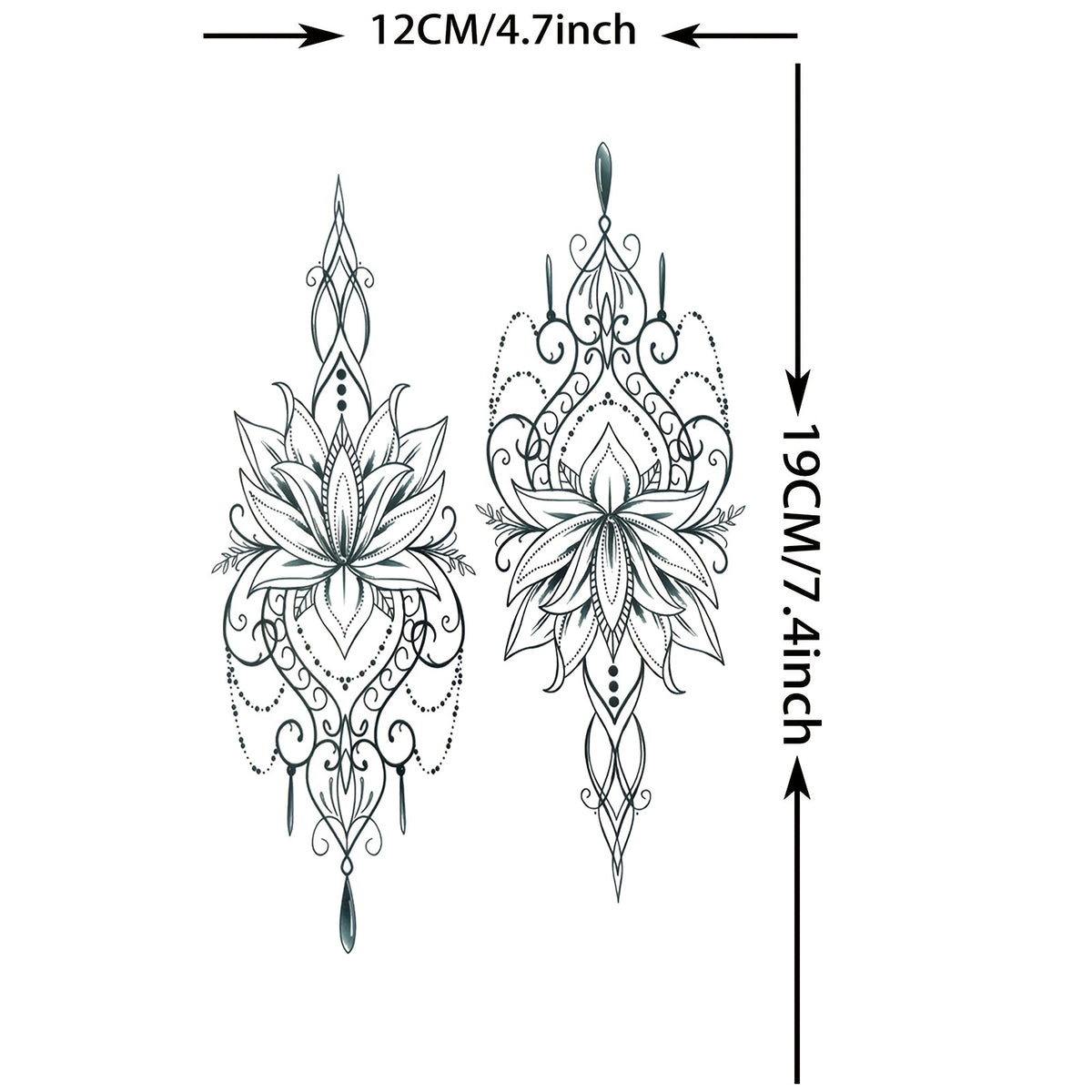 Realistic Waterproof Henna - Lotus Mandala Temporary Tattoo Stickers