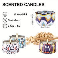 Victorian-Style Scented Candles, 2.5oz Soy Wax with Essential Oils - 16-Pack