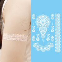 White Henna Temporary Tattoos - Lace Mandala Designs - 4 Sheets