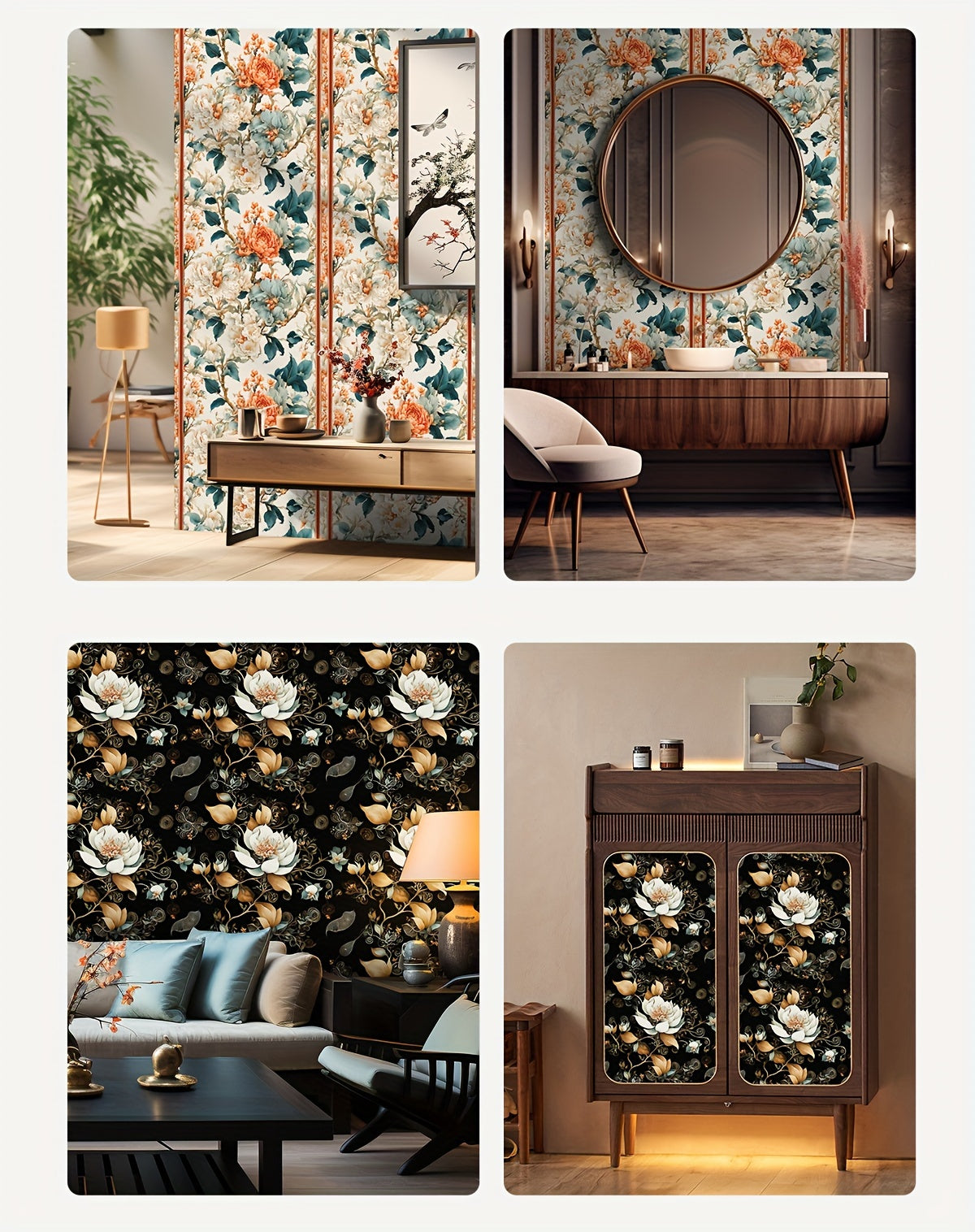 Retro Floral Self-Adhesive Wallpaper