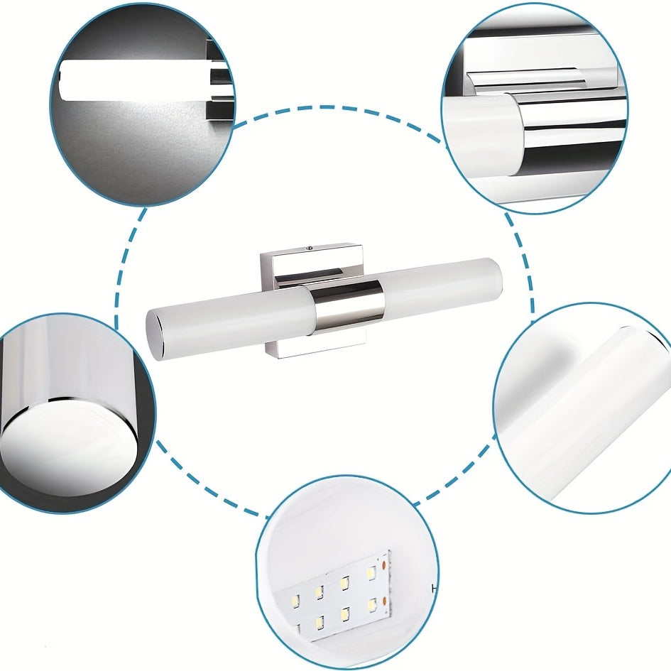 LED Vanity Lights, Modern Stainless Steel Bathroom Light Fixtures Over Mirror as Make Up Lighting Bath Wall Sconces Lamp (8W 40.01cm)