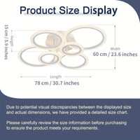 LED Ceiling Light Fixture, 6 Rings Flush Mount Ceiling Light Dimmable 78.74cm 75W Remote Control Dimmable 3000K-6500K, for Living Room, Kitchen, Bedroom, Office, IH-YH4