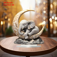 Crescent Moon Elephant Desk Decor - 18 x 20 cm