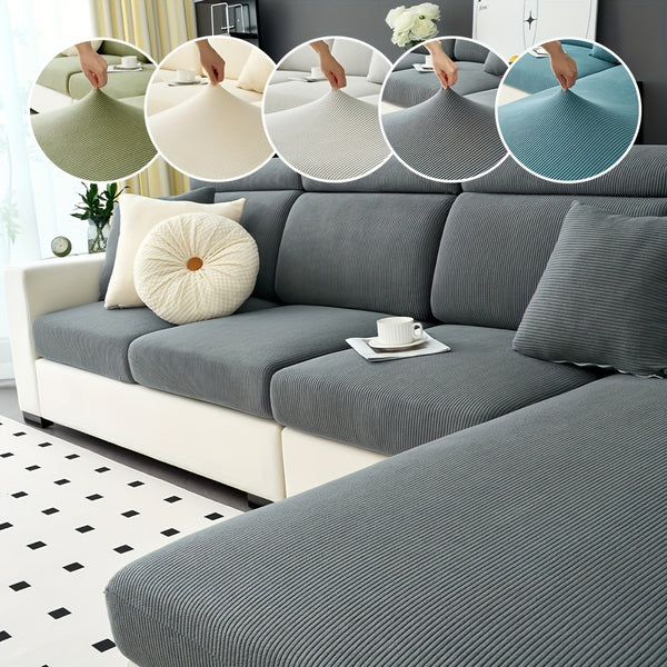 Modern Stretch Sofa Slipcovers - 1 Piece Polar Fleece Fabric Couch Protector, Machine Washable Sofa Cover, Fits Armchair to 4-Seater Sectional, Pet & Kid Friendly Furniture Protection