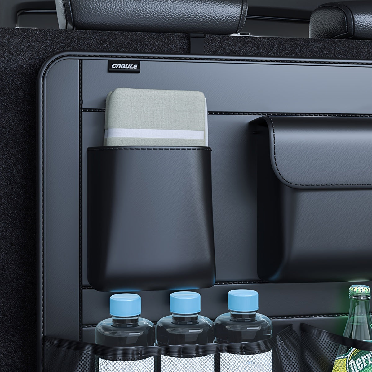Large Capacity Car Trunk Organizer With Partition Design, Multifunctional PU Leather Storage Box
