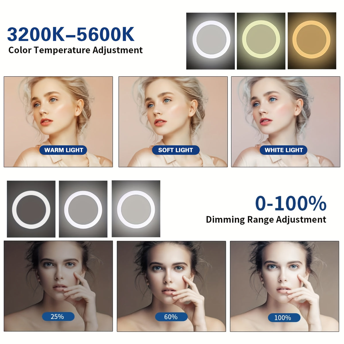 LED Selfie Ring Light - Extendable Tripod, 39cm