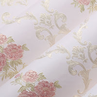 Glowhance Floral Wallpaper Roll, Pre-Pasted Non-Woven Luxurious Style Wall Covering