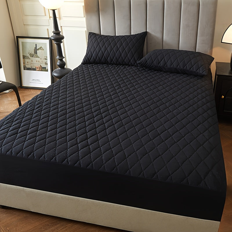 1pc Layered Solid Color Waterproof Mattress Protector (Without Pillowcase And Pillow Insert) Soft And Comfortable Mattress Cover Bedroom Guest Room Bedding Waterproof Mattress Protector Room Bedspread Non-slip All-inclusive P