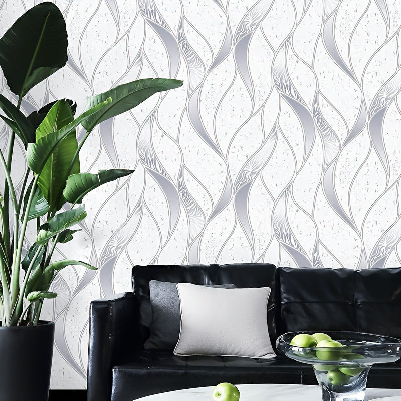 Modern 3D Wave Pattern Non-Adhesive Wallpaper