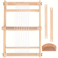 Wooden DIY Weaving Loom Kit, Handcraft Knitting Frame with Shuttle & Beaters, Yarn Weaving Tool for Tassel Tapestry & Carpet, No Electricity Required, Handmade Home Decor Craft Set