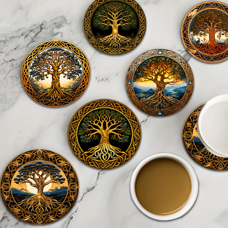 Tree of Life Wooden Coaster Set - 6pcs