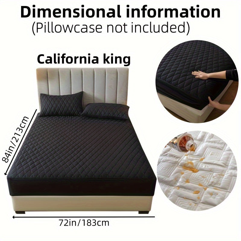 1pc Layered Solid Color Waterproof Mattress Protector (Without Pillowcase And Pillow Insert) Soft And Comfortable Mattress Cover Bedroom Guest Room Bedding Waterproof Mattress Protector Room Bedspread Non-slip All-inclusive P