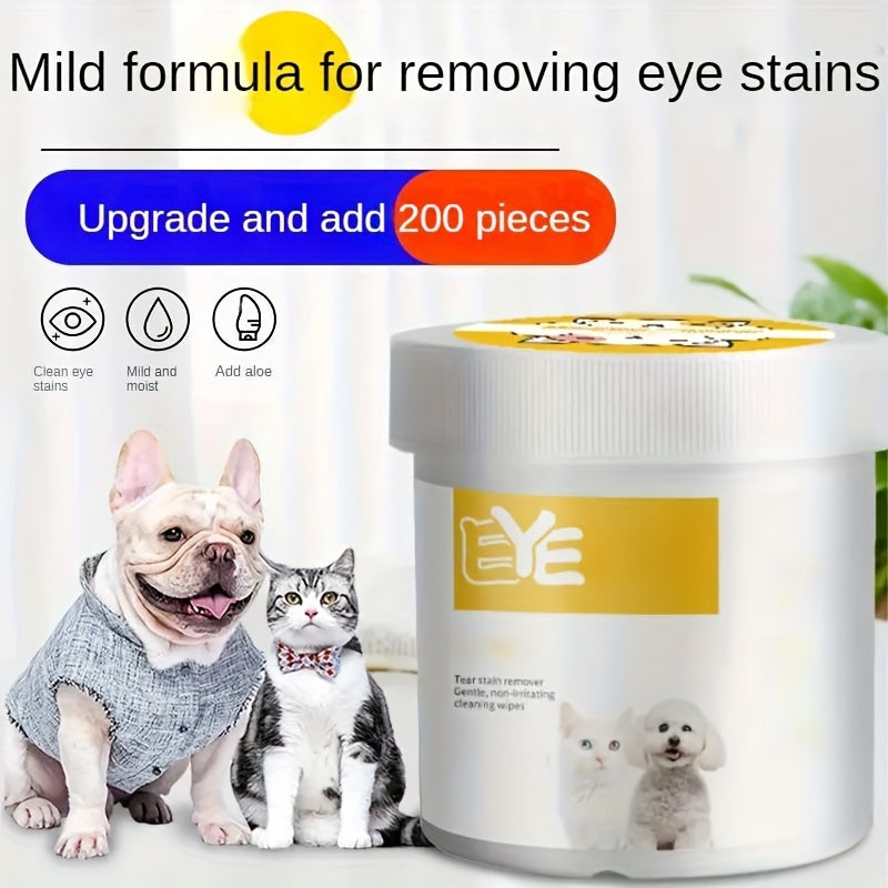 Pet Eye Wet Wipes - Eye Cleaner: Removing Tear Stains - 200 Pieces