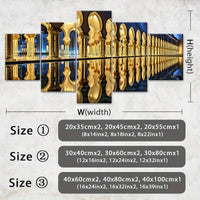 Wooden Framed Canvas, Magnificent Architecture Theme Poster - 5pcs