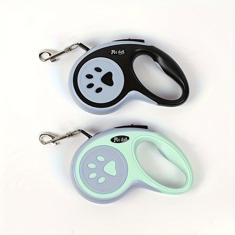 Paw Print Retractable Dog Leash, Durable Polyester Material