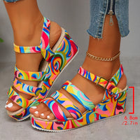 Women's Abstract Color Wedge Heeled Sandals