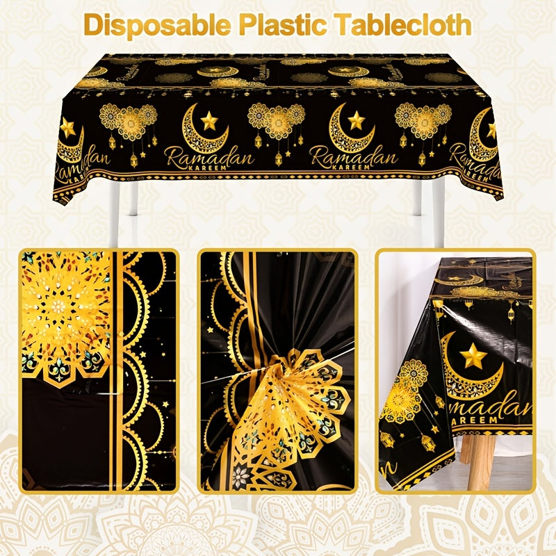 1pc Ramadan Themed Disposable Plastic Tablecloth -  130x220cm