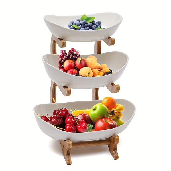 Wooden 3-Tier Fruit Stand