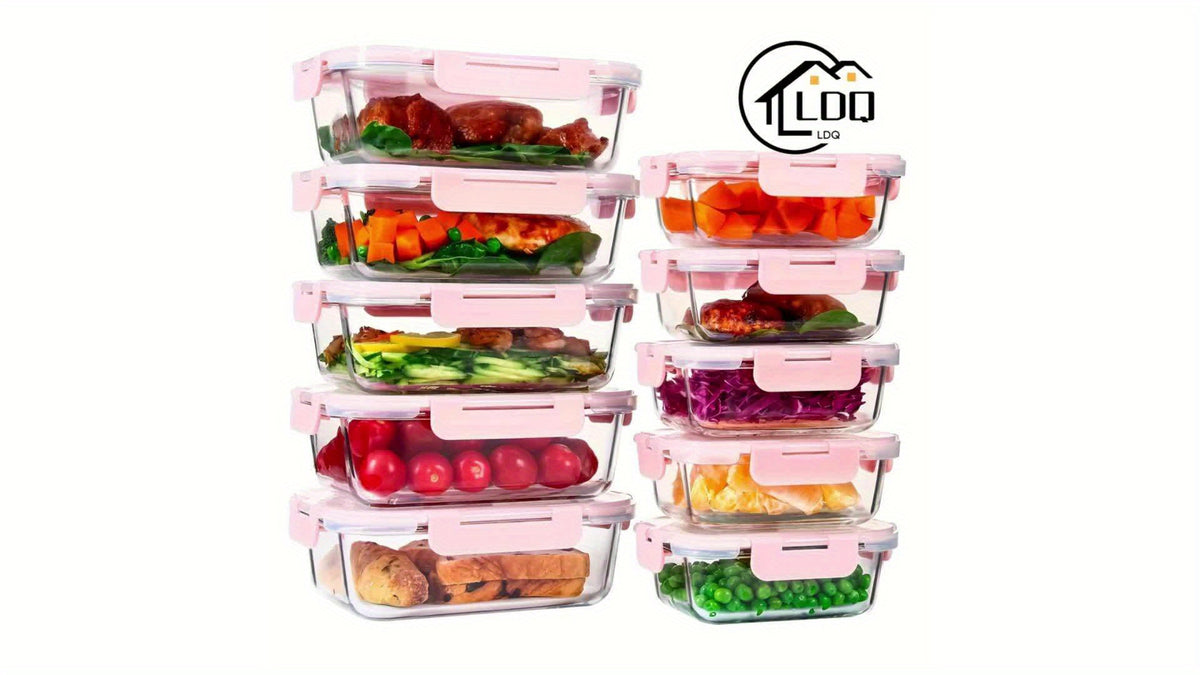 10 Pcs Premium Glass Meal Prep Containers