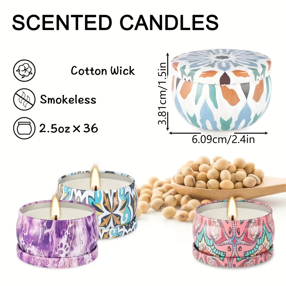 Assorted Scented Candles, 3.99cm*6.1cm - 36Pcs