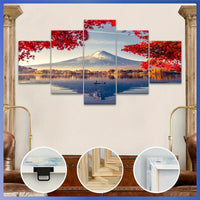 Wooden Framed Canvas, Beautiful Mount Fuji Theme Poster - 5pcs
