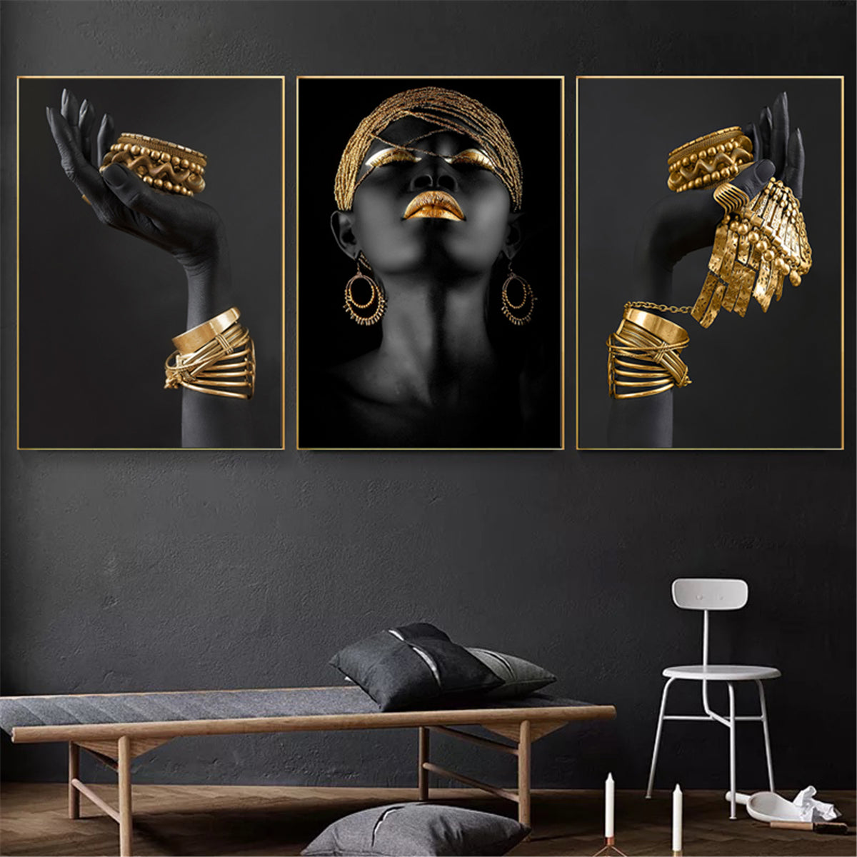 African Woman Wall Painting Art Posters and Prints - 3pcs/set