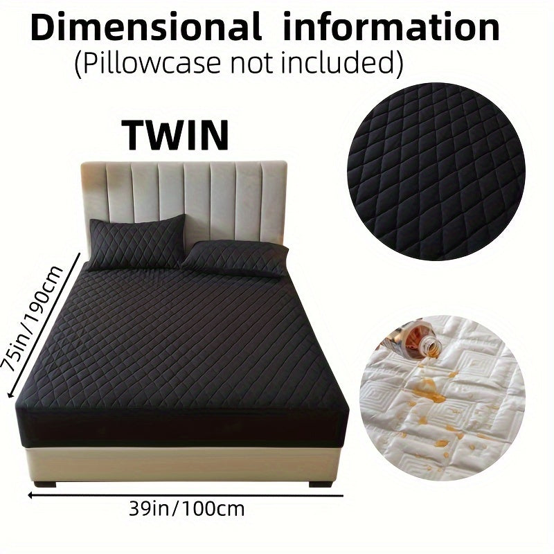 1pc Layered Solid Color Waterproof Mattress Protector (Without Pillowcase And Pillow Insert) Soft And Comfortable Mattress Cover Bedroom Guest Room Bedding Waterproof Mattress Protector Room Bedspread Non-slip All-inclusive P