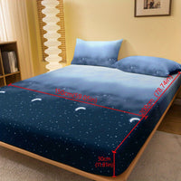 Starry Night Brushed Fitted Sheet - Soft, Breathable Polyester Bedding for Bedroom & Guest Room, Deep Pocket Design, Machine Washable