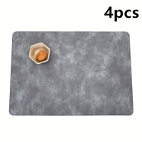 4pcs Set Faux Leather Placemats - Non-Slip, Heat-Resistant Table Mats with Cowhide Texture for Dining & Kitchen