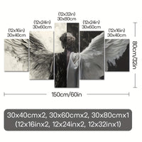 Angel Wings Canvas Art Set, Art Deco & Contemporary Style Wall Art - 5pcs