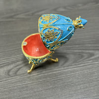 Elegant Hand-Painted Faberge Egg Trinket Box